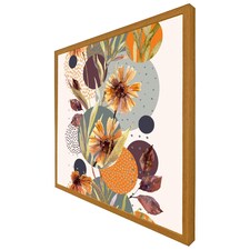 Orange geometric with flowers (Picture Frame) Brown | Oak | S