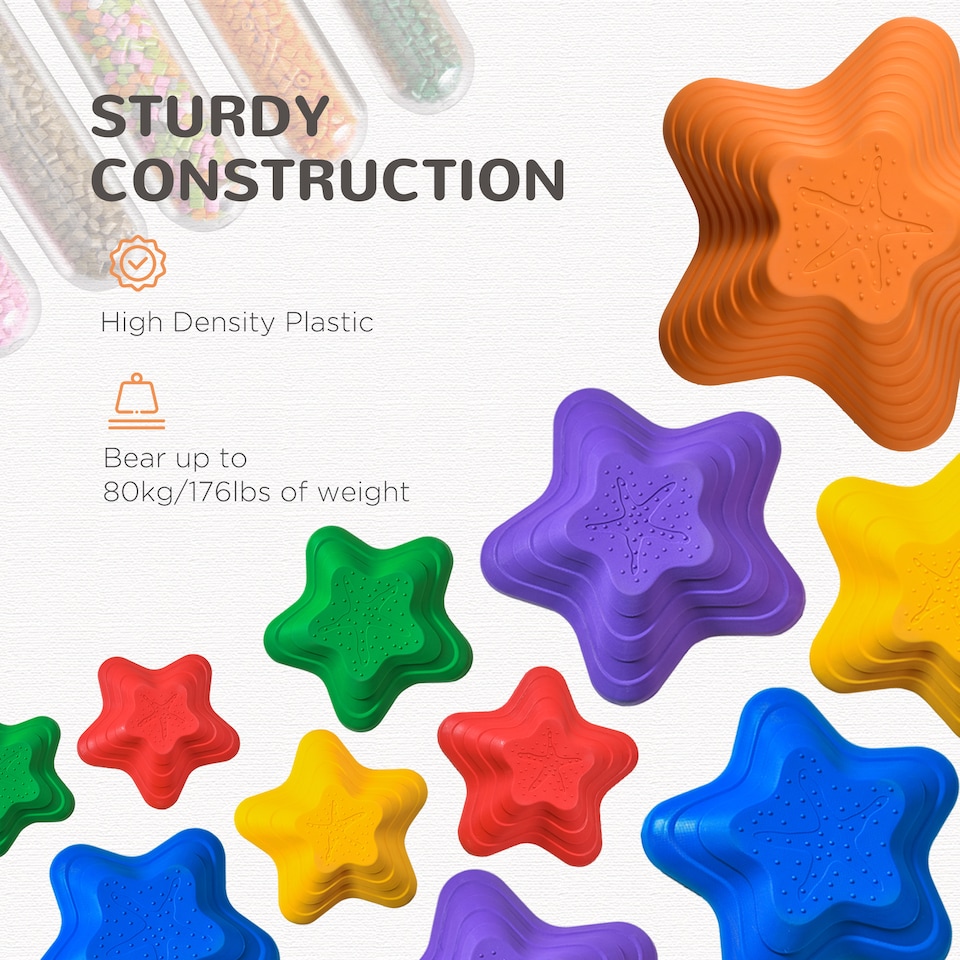 image 1 of Outsunny 11-Piece Balance Stepping Stones Non-Slip Obstacle Course for Kids