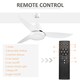 image 8 of HOMCOM Reversible Ceiling Fan with Light, 3 Blades Indoor Modern Mount White LED Lighting Fan with Remote Controller, for Bedroom, Living Room, White