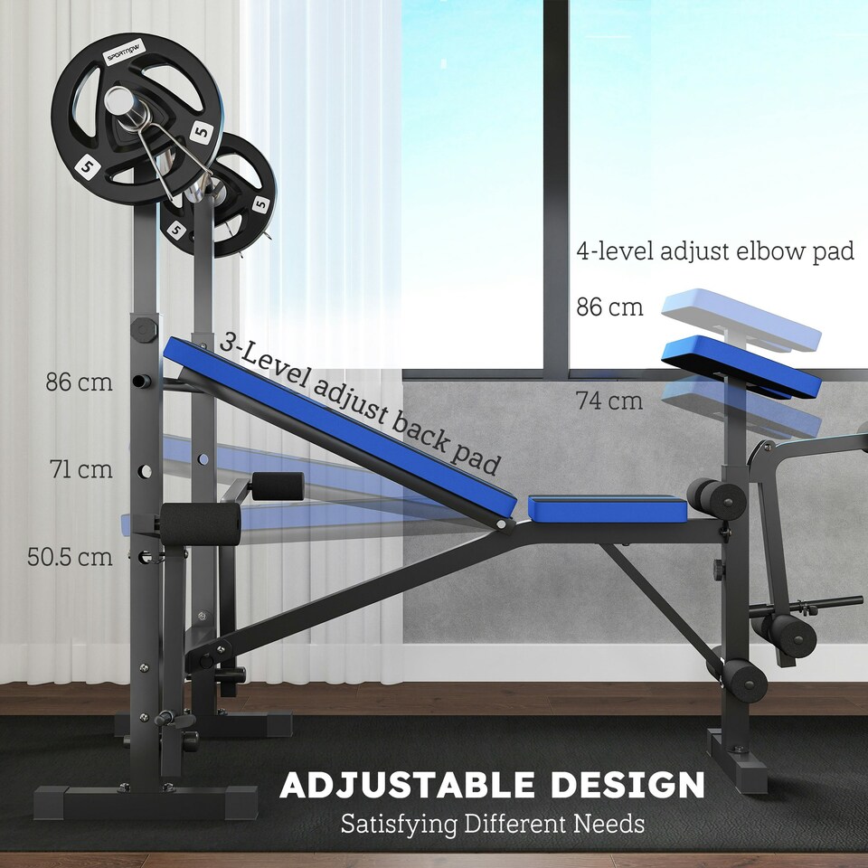 image 1 of HOMCOM Multi-Function Adjustable Weight Training Bench Gym Fitness Lifting