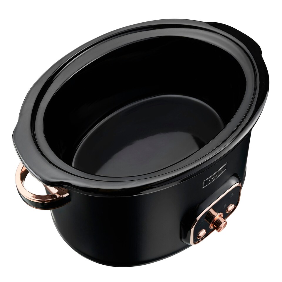image 1 of Cooks Professional Digital Slow Cooker 6.5L with Dishwasher Safe Bowl, 2 Heat Settings, Keep Warm & Delay Functions | Black & Rose Gold