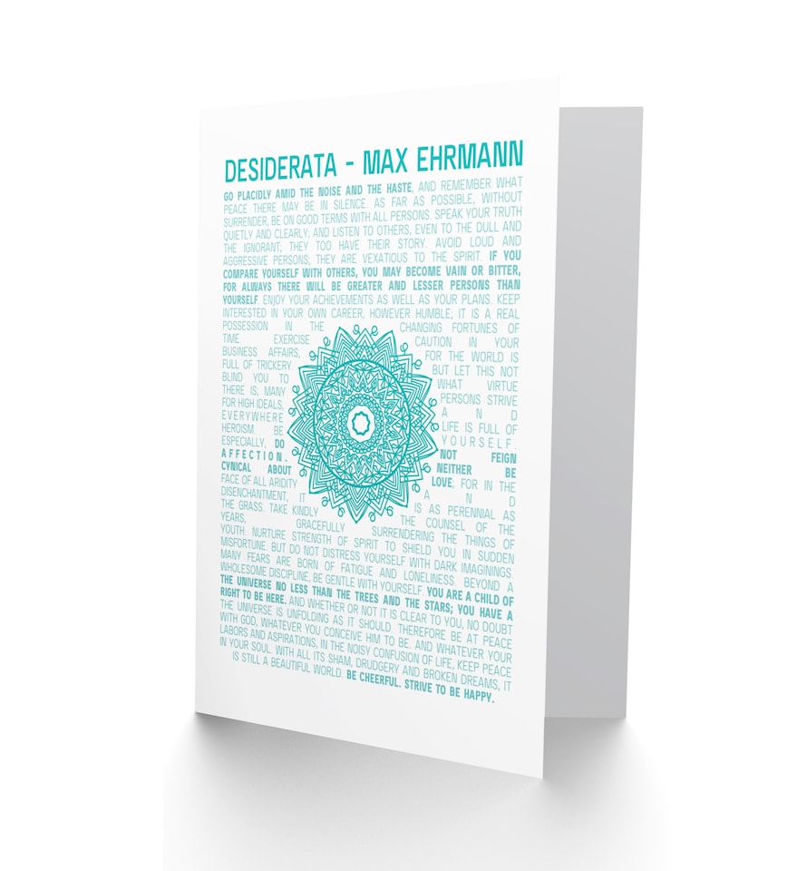 image 1 of Desiderata Mandala Ehrmann Typography Greetings Card