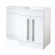 image 1 of Bathroom Right Handed 2 Door Combination Unit with L Shape Basin 1100mm Wide (Nexus) - White - Brassware Not Included | White | White | 1