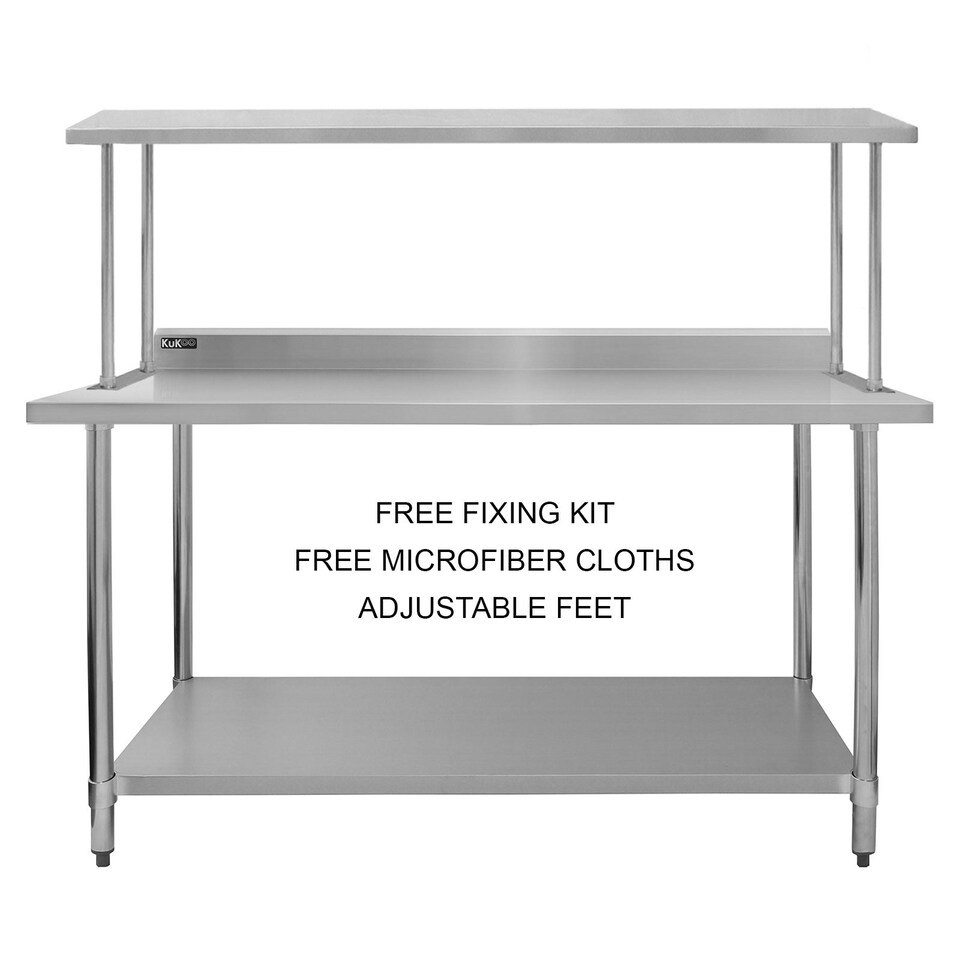 image 1 of 6ft Catering Bench With Single Over-Shelf Silver