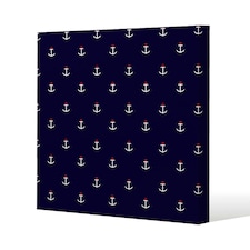 White & Red Anchors on Navy (Canvas Print) 127 x 127 x 4cm