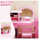 image 7 of AIYAPLAY Kids Vanity Table and Chair Set, Girls Dressing Table with 2-Colour LED Mirror, Stool, Cabinet, Drawer, Bookshelf and Shelves for Ages 3-8 Years | Pink