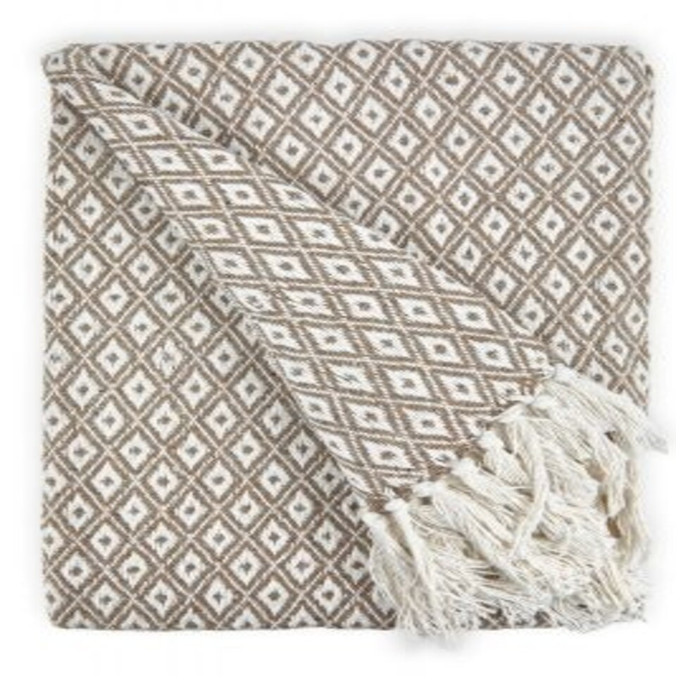 image 1 of Stockholm Collection Recycled Cotton Throw in Taupe (70" x 100") Brown | Natural