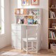 image 5 of COSTWAY Kids Desk and Chair Set Wooden Study Desk with 2 Cabinets
