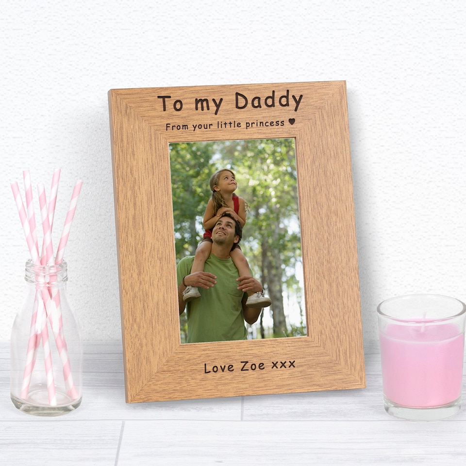 image 1 of Personalised Your Little Princess Wood Photo Frame 7x5 for Dad