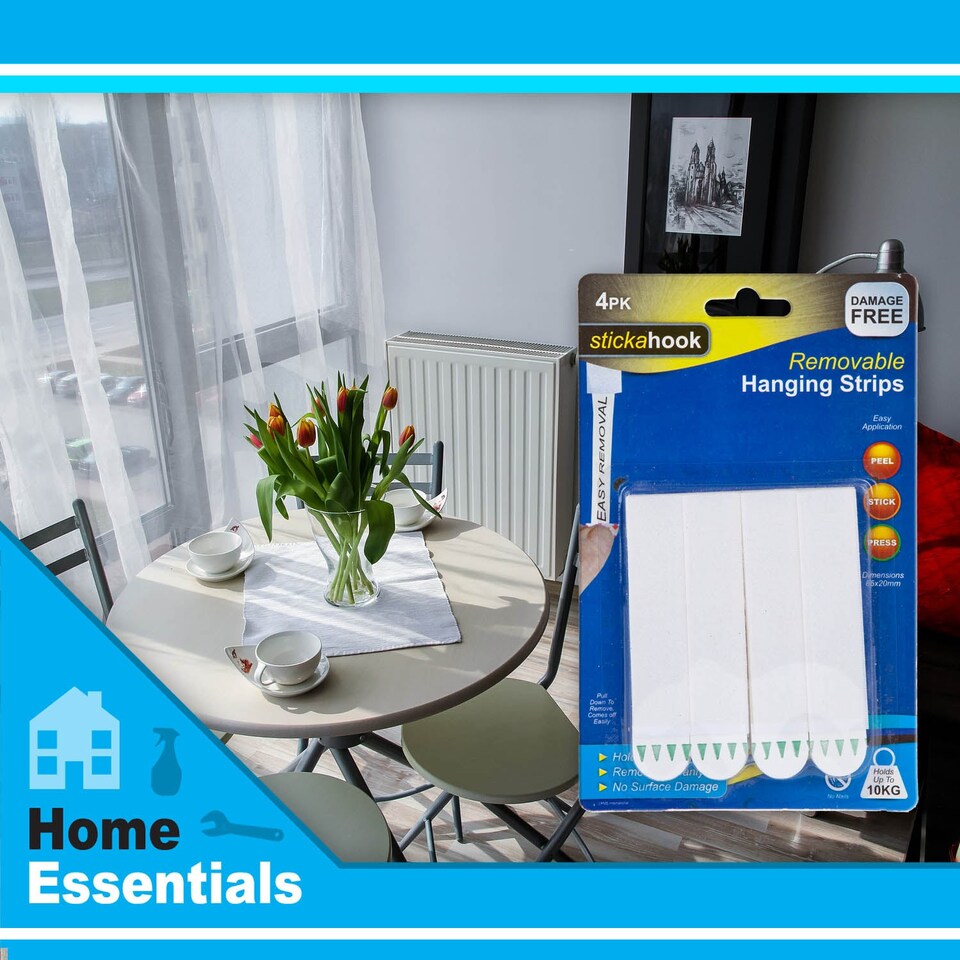 image 1 of VFM e-Store Removable Picture Hanging Hooks, Pack of 4 - Damage-Free Hanging Solution