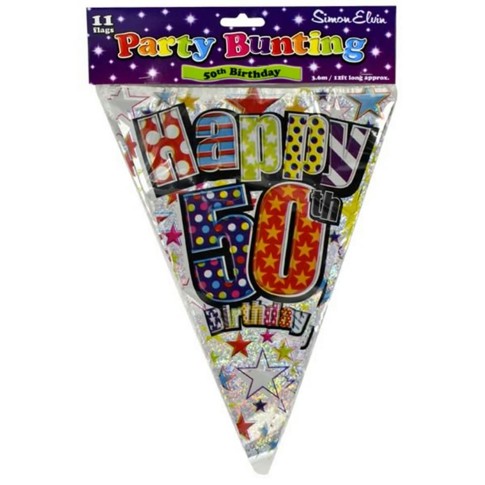 Simon Elvin 50th Birthday 12 Feet Bunting - Multicoloured - One Size