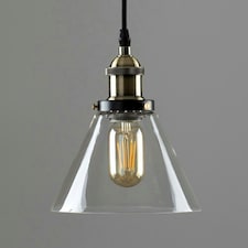 ValueLights Norton Glass Smoked Clear Tapered Ceiling Light Pendant and E27 Radio Valve LED 4W Warm White 2700K Bulb