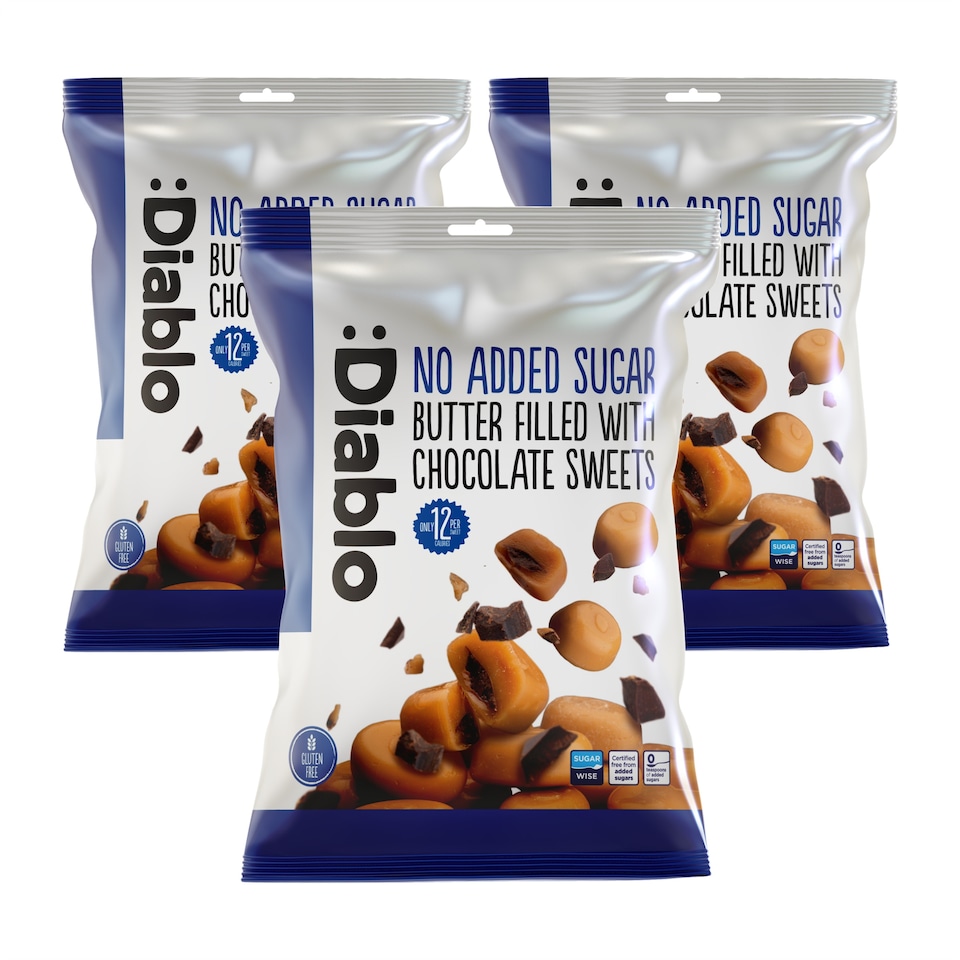 image 1 of Diablo No Added Sugar Chocolate Filled Butter Sweets 75g 3 Pack