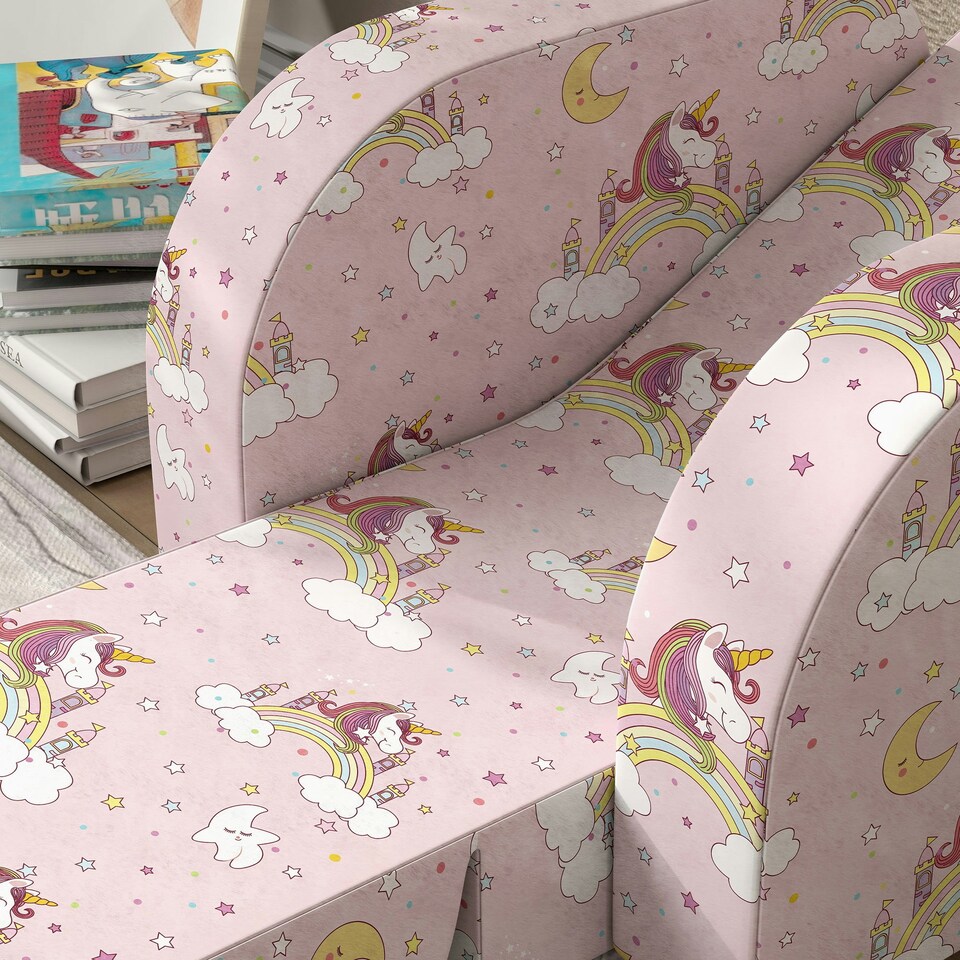 image 1 of AIYAPLAY Kids Sofa Bed Folding Toddler Couch Armchair Recliner Pink Pink