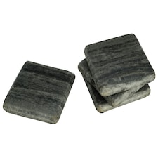 Interiors By Premier Set Of Four Grey Marble Square Coasters, Durable Natural Stone Coasters For Home & Kitchen