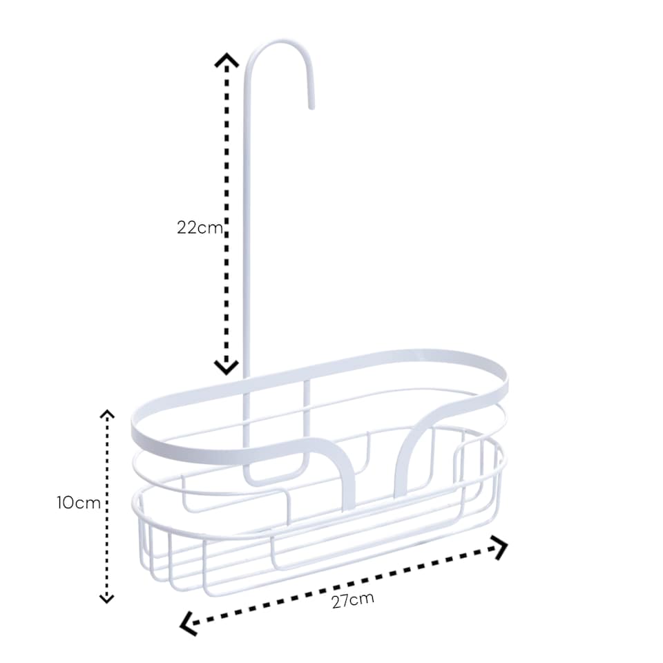 image 1 of Showerdrape Dante White Steel Mini Hook Over Shower Caddy | White | 1