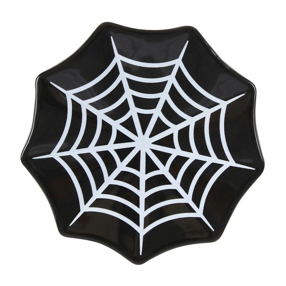 image 1 of Something Different Spider Web Trinket Dish - Black/White - One Size