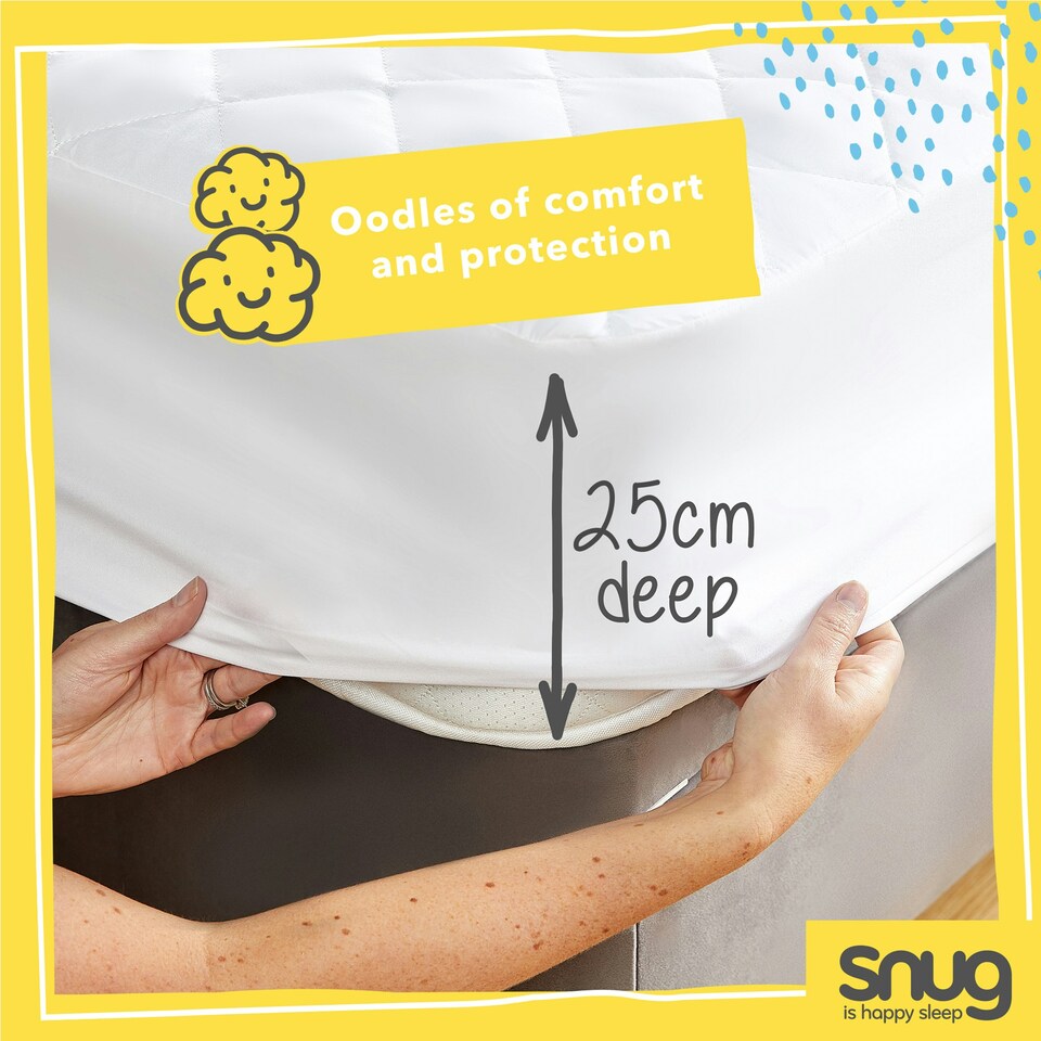 image 1 of Snug Deeply Dreamy Mattress Protector and 2 Pillows Set White | Single