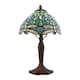image 8 of Handmade Emerald Green Stained Glass 8 Inch Tiffany Lamp with Dragonfly Design | Green