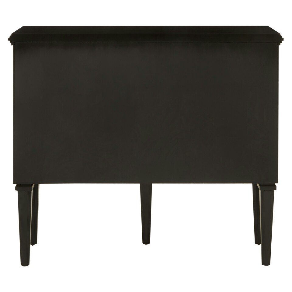 image 1 of Interiors by Premier Black Finish Sideboard, Black Wooden Cabinet Featuring Circular Lattice‑Overlay Convex Mirrors Black