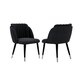 image 9 of Set of 2 Milano Velvet Dining Chairs with Stylish Ribbed Back Design, Black Metal Legs with Silver Tips Grey | Silver End Tips