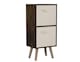 image 1 of Rustic Brown 2-Tier 2-Drawer Cube Shelving Unit with Scandinavian Legs | Cream | Cream & Pine | 1