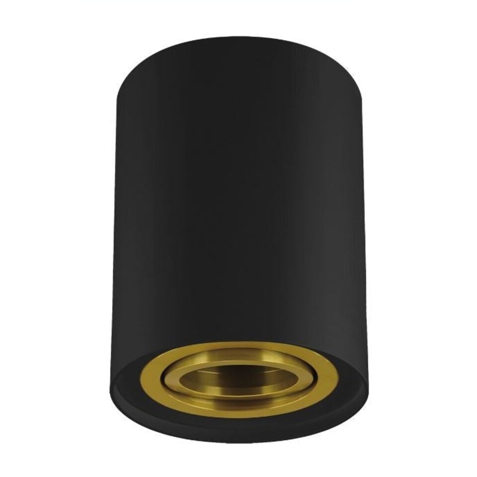 image 1 of CGC PRINCE Black GU10 Adjustable Surface Ceiling Downlight Flush Spot light with Gold Bezel Black