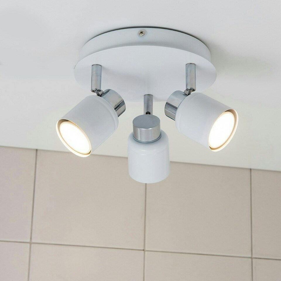 image 1 of ValueLights Benton White IP44 Round Bathroom Ceiling Light & Bulb White