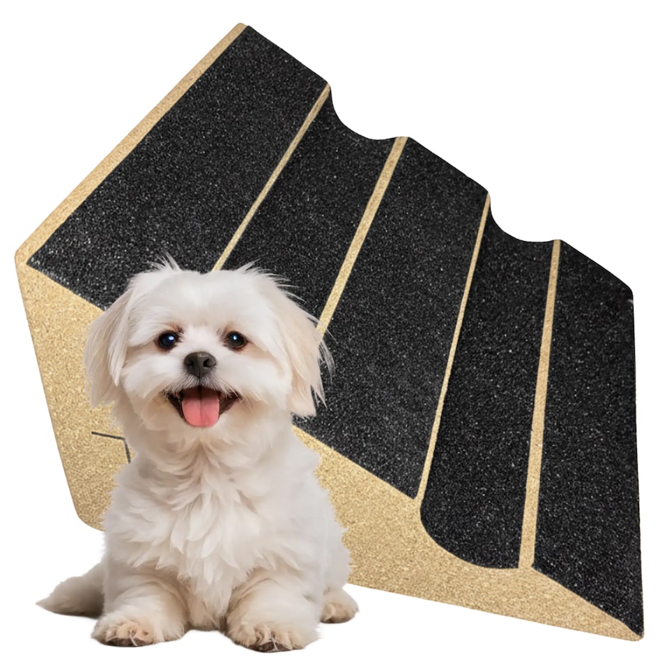 image 1 of Stairwedge Dog Steps Pack of 5 Soft grip carpet ramps with grooved safety for confident climbing Natural cork design supports mobility for dogs and small pets