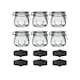 image 1 of Nicola Spring 6x Glass Storage Jars & Labels Set - 500ml Airtight Clip Lid Kitchen Round Preserving Container Heart Shaped Design