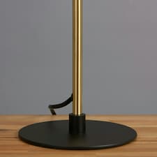 ValueLights Contemporary Matt Black And Satin Brass Stem Dome Table Lamp