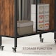 image 5 of HOMCOM Mobile Drop Leaf Dining Table on Wheels with Storage Shelf Rustic Brown