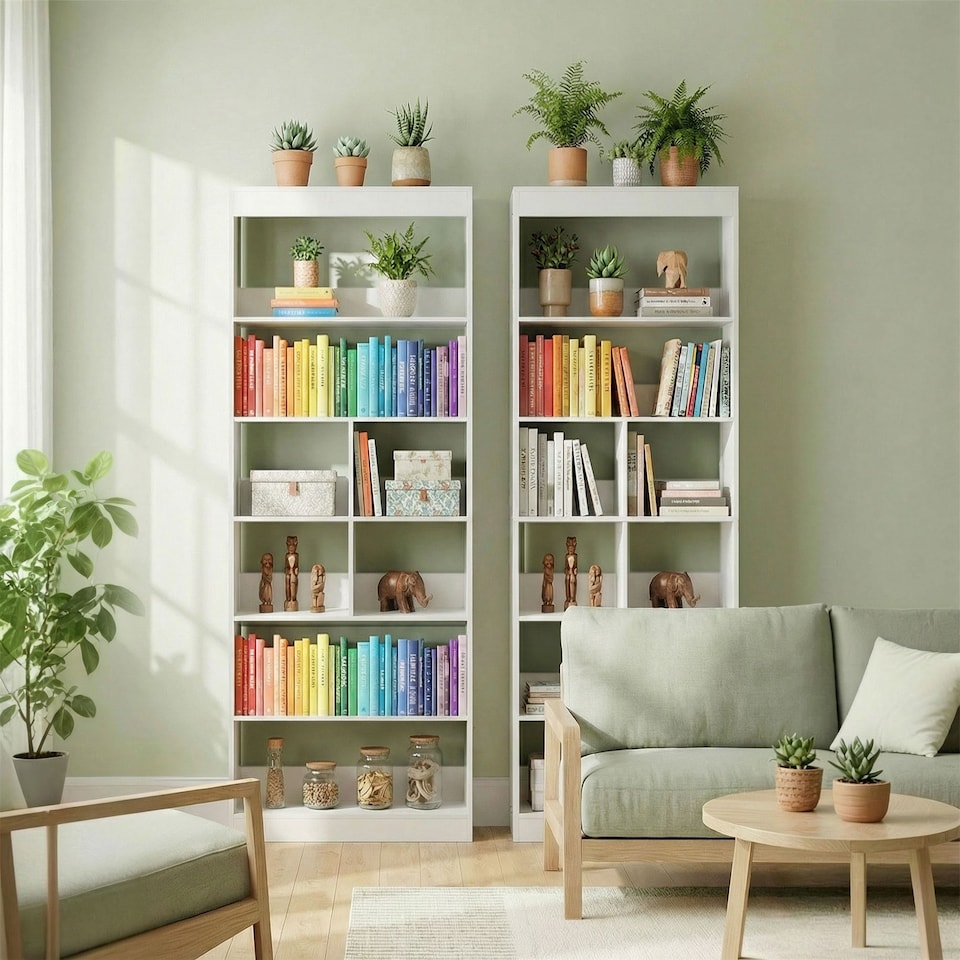 image 1 of HOMCOM Bookcase, 6-Tier Bookshelf with Anti-Tipping Design