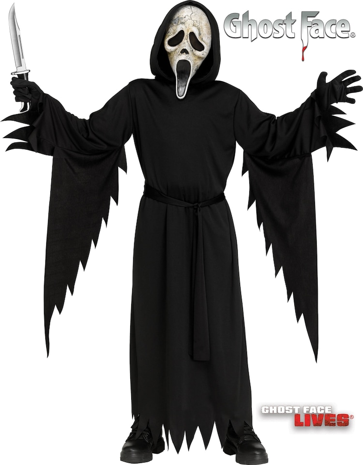 Scream Ghost Face Kids Fancy Dress Halloween Horror Boys Childs Costume  (8-10 Years)
