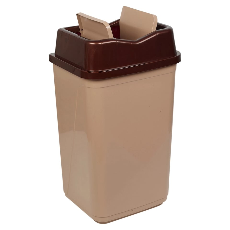 image 1 of Plastic Waste Recycling Bin With Butterfly Lid for Kitchen or Office | Brown | 50L Cappuccino