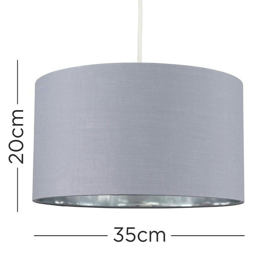 image 1 of ValueLights Reni Large Grey And Chrome Ceiling Pendant Shade