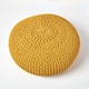 image 3 of Homescapes Mustard Large Round Cotton Knitted Pouffe Footstool | Yellow | 70 x 23 cm