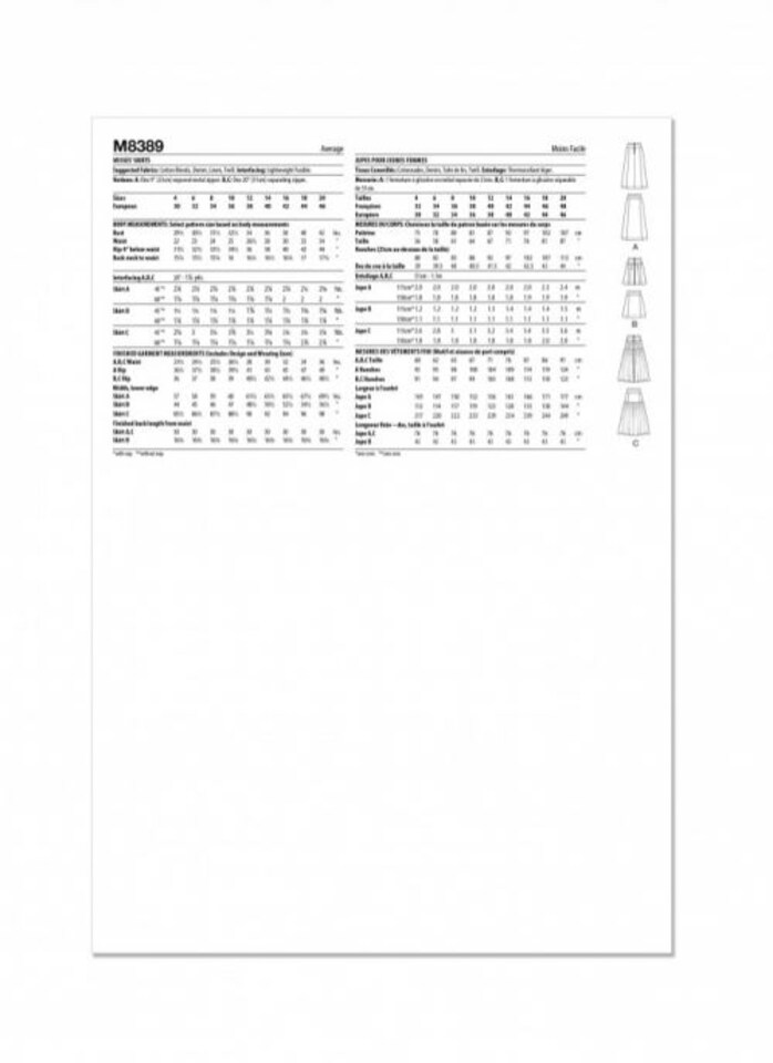 image 1 of McCall's 8389 Paper Sewing Pattern – Women’s Skirt, Size D5 (12–14–16–18–20), Intermediate