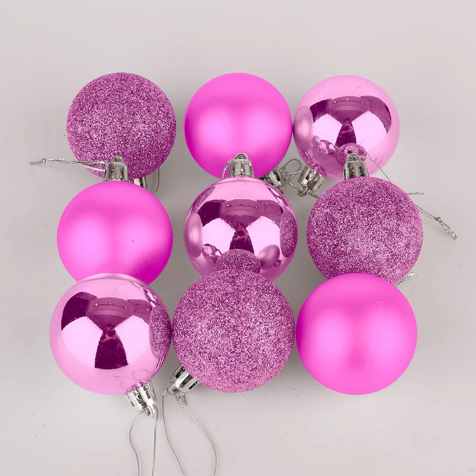 image 1 of 50mm/18Pcs Christmas Baubles Shatterproof Pink,Tree Decorations