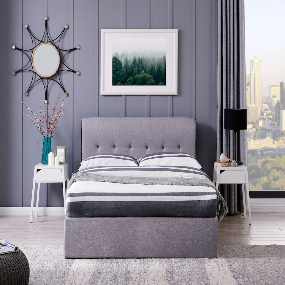 image 1 of Carmel Kingsize 5ft Grey End Opening Ottoman Bed | Grey | King