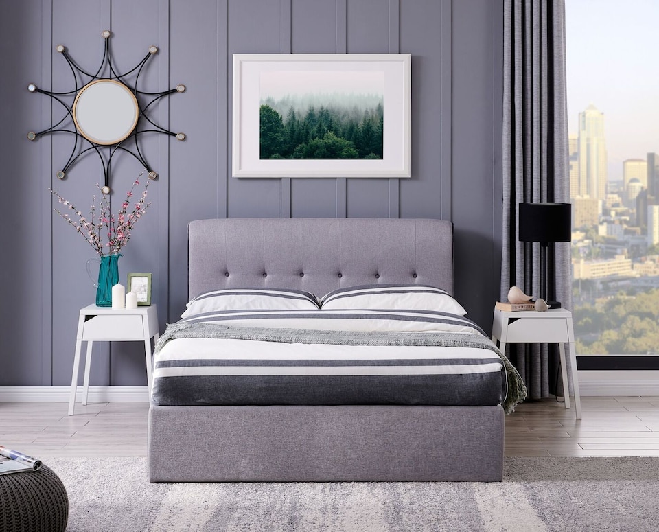 image 1 of Carmel Kingsize 5ft Grey End Opening Ottoman Bed | Grey | King