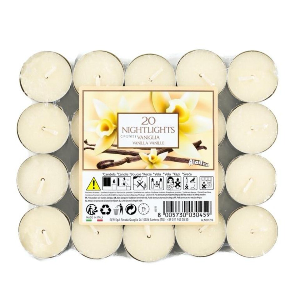 Aladino Vanilla Tea Lights (Pack of 20) | Multi | Natural | One Size | 1
