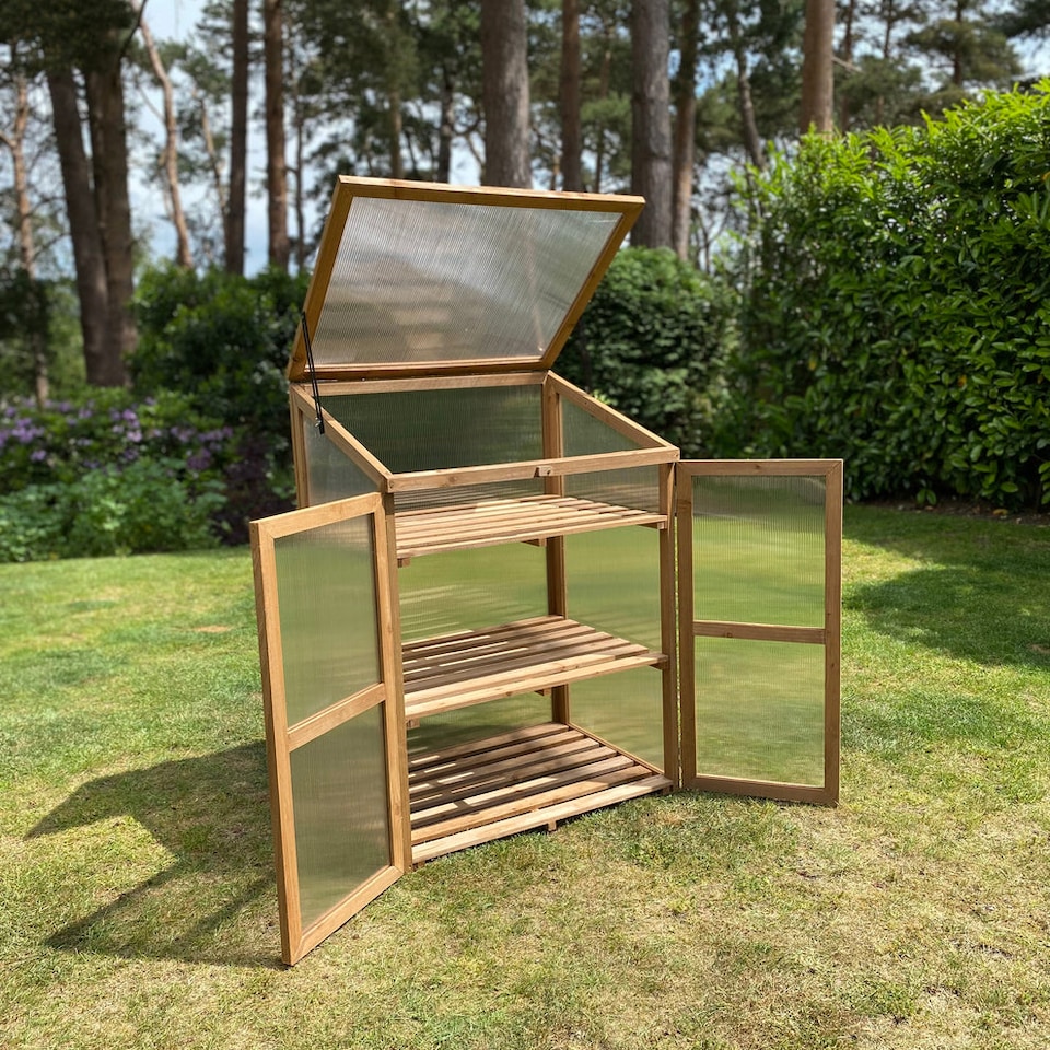 image 1 of Wooden Framed Polycarbonate Growhouse Mini Greenhouse