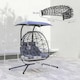 image 5 of Outsunny Rattan Double Hanging Egg Chair with Canopy, Cushion, Black 