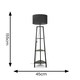image 3 of ValueLights Hiru Black 3 Tier Shelf Floor Lamp With Charcoal Shade Grey