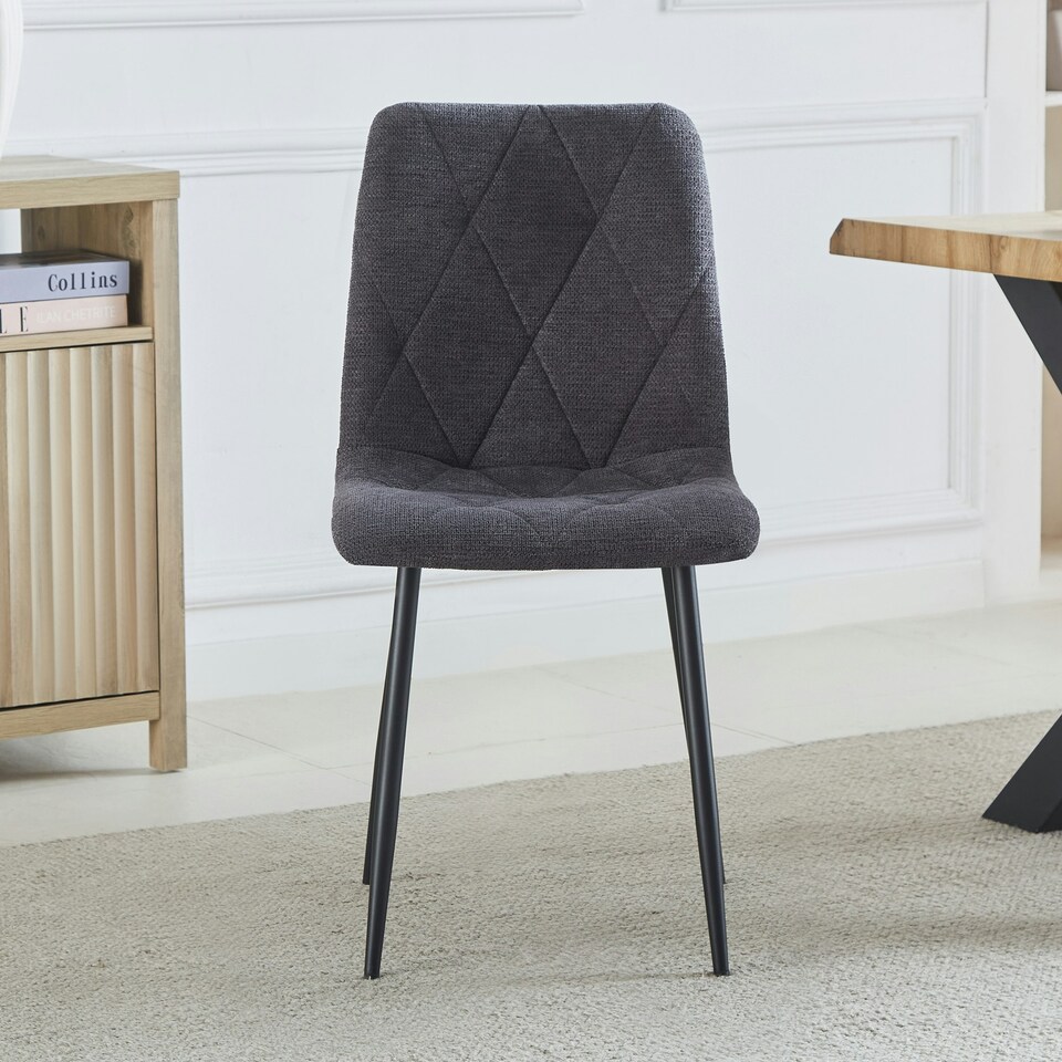 image 1 of Set of 2 Ficarra Fabric Dining Chairs - Dark Grey