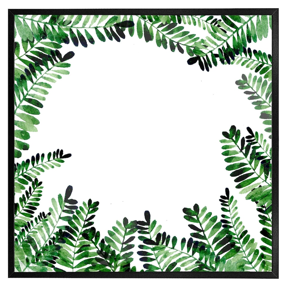 image 1 of Green botanical leaves (Picture Frame) Black | XS