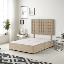 Astoria Divan Bed Base with 30 Inch Diamonte Button Headboard Plush Velvet | Brown | Beige | Small Double