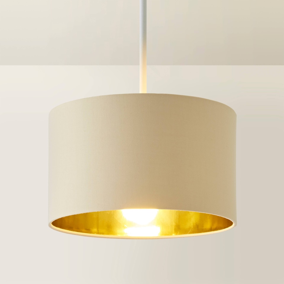 image 1 of ValueLights Reni Natural Gold Inner Lamp Shade & Bulb | Cream