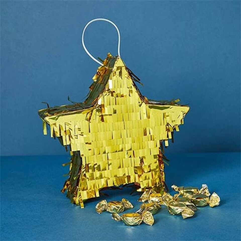 image 1 of Premium Gold Star Foil Mini Pinata Decoration 25cm